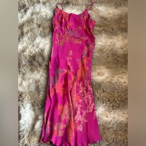 Pink Floral Midi Dress